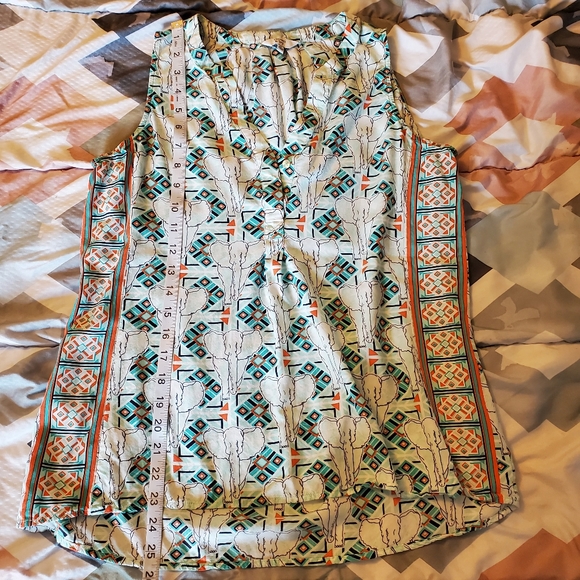 Sleeveless Rayon Tribal Elephant Half Button V-neck Tunic Blouse Medium(COPY) - Picture 16 of 16